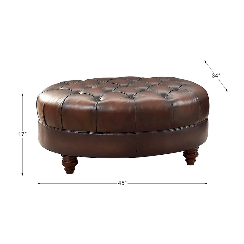 Hydeline Newport Top Grain Chesterfield Leather Ottoman