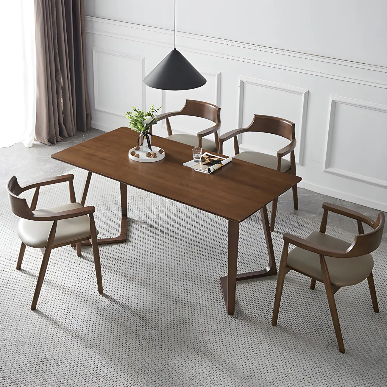 Mid Century Solid Wood Dining Chair Set of 2