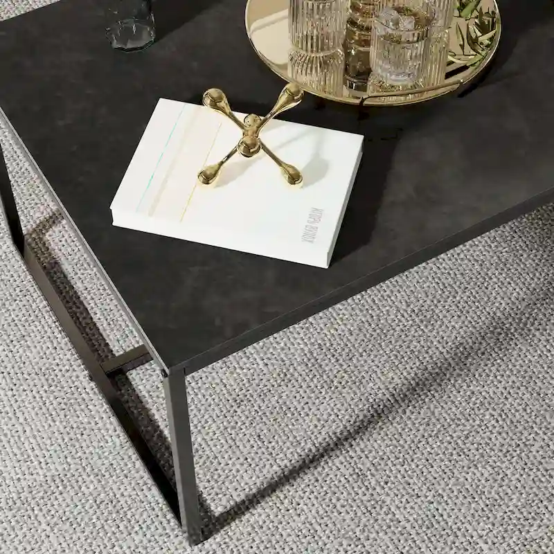 Frame Coffee Table Rectangular Cocktail Table Marble Metal Sofa Table