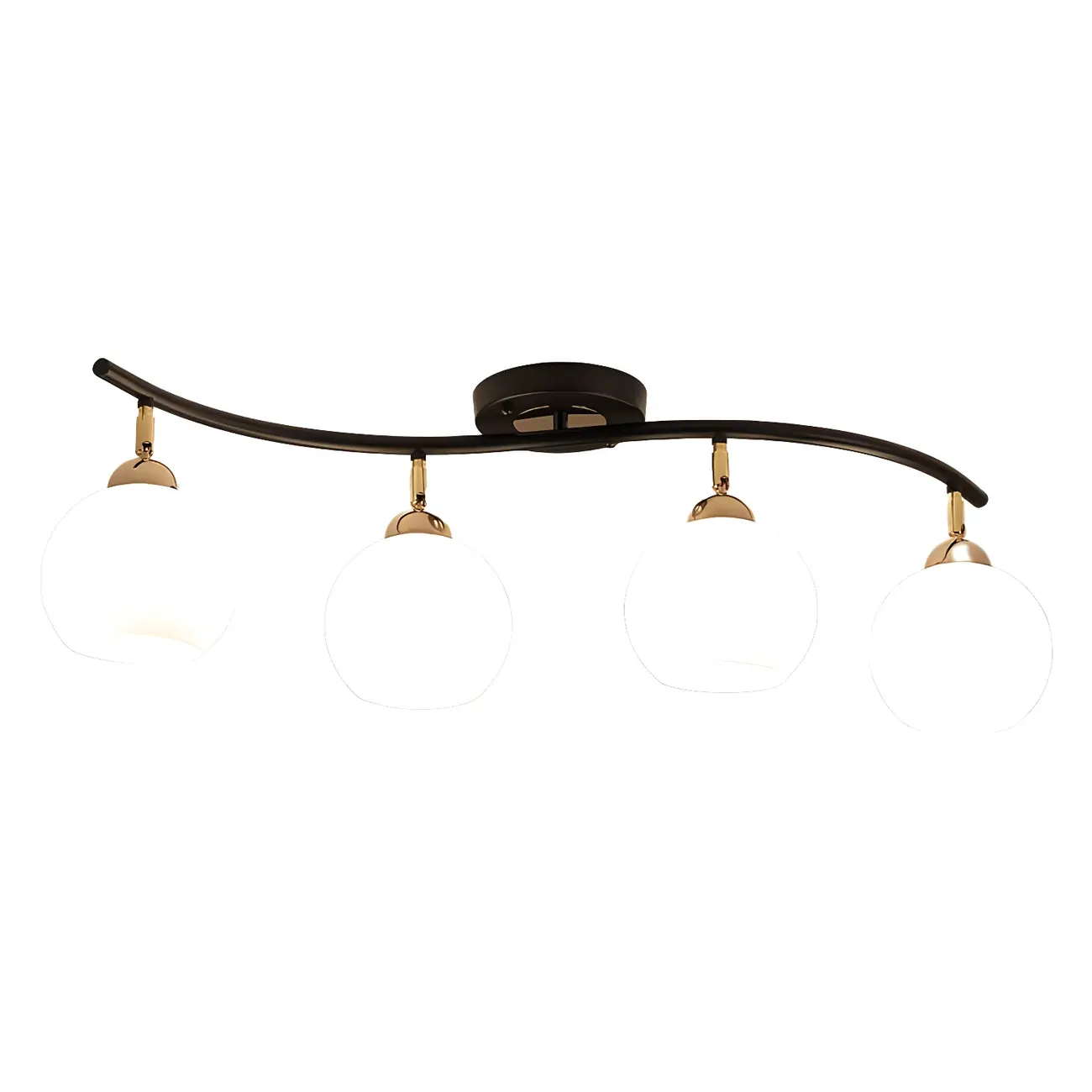 Modern Curved White Glass Dome Semi Flush Track Light