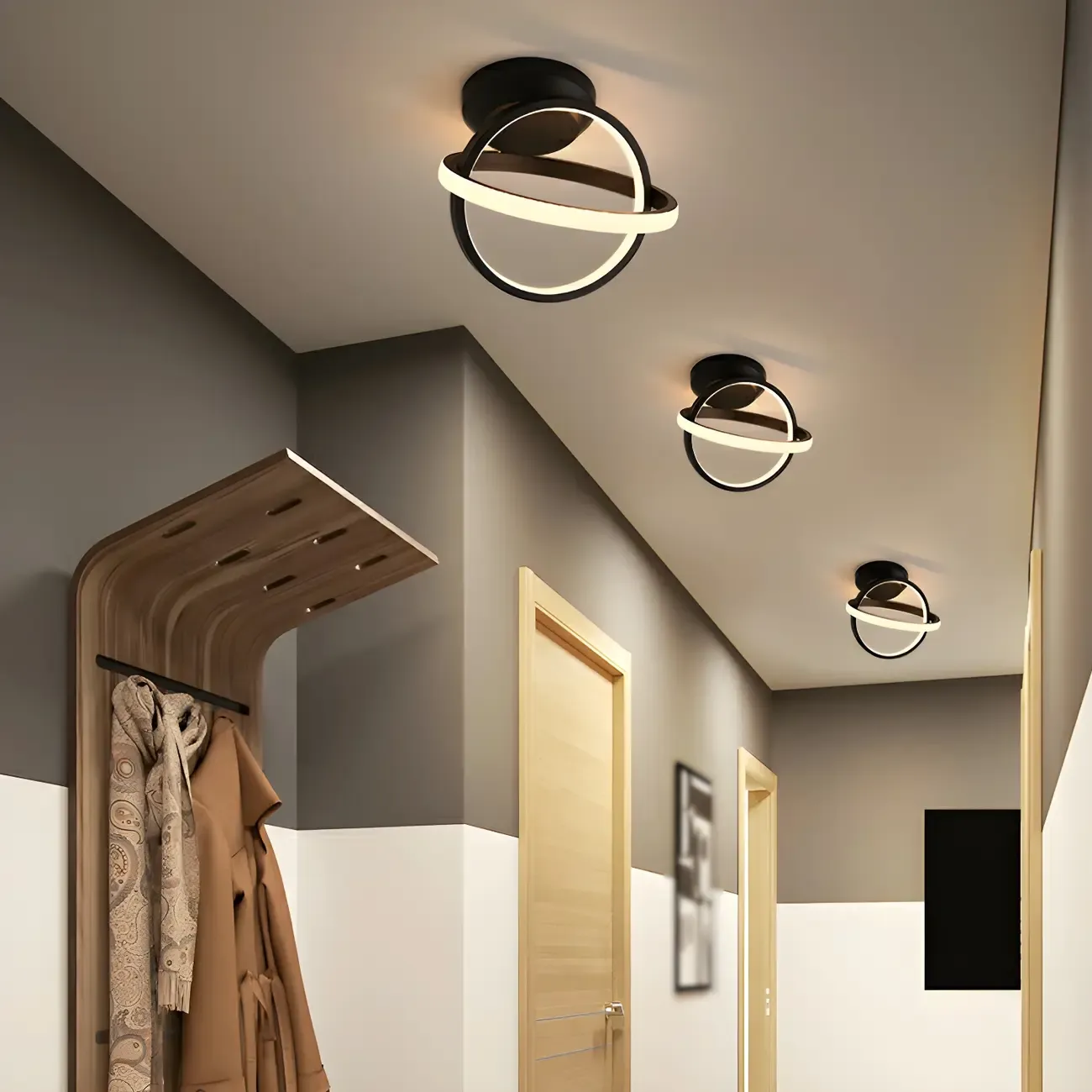 Mini Cross Ring Hallway Dimmable Semi Flush LED Ceiling Light