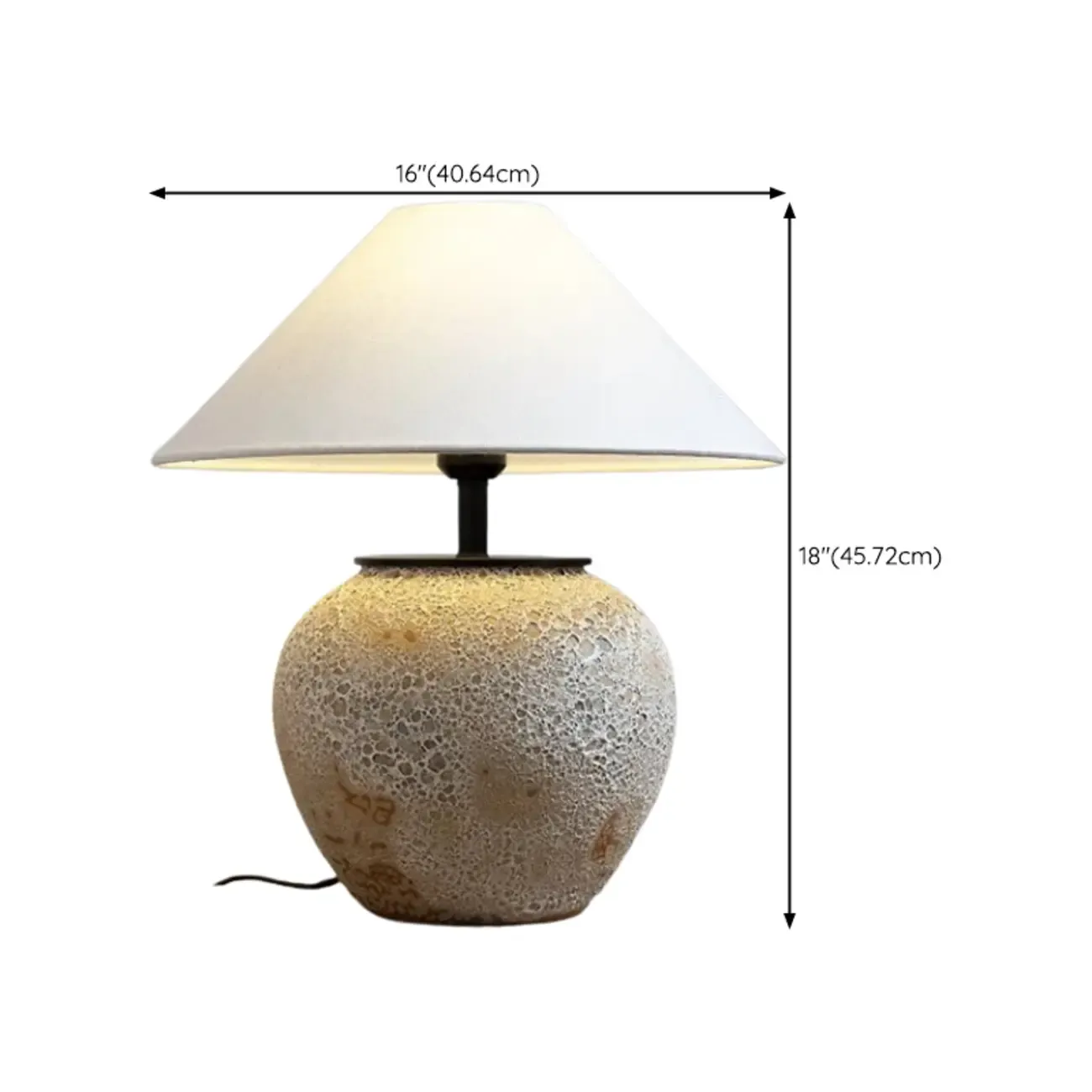 Ceramic Table Lamp with Cone Fabric Shade, LED Compatible
