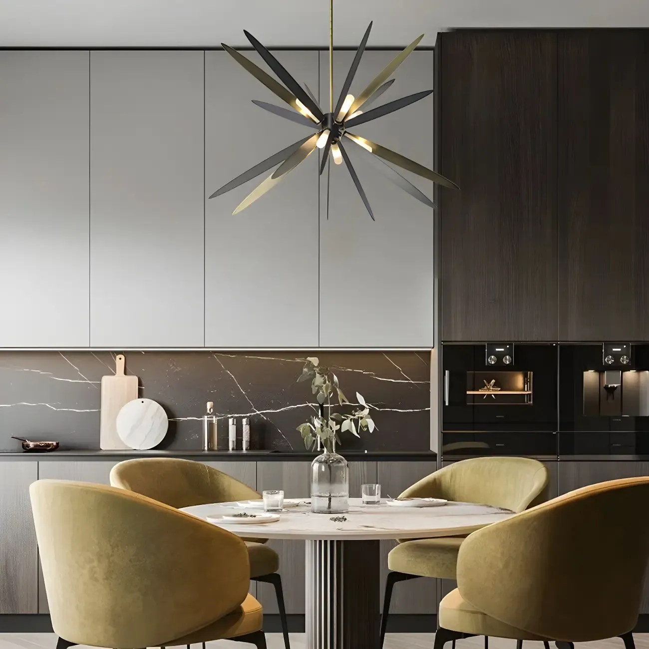 Modern Metal Sputnik Starburst Chandelier Adjustable Downrod