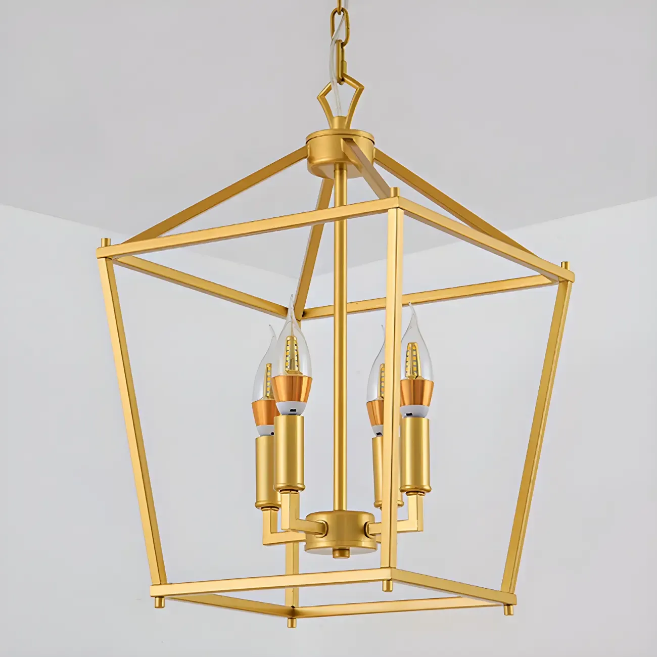 Adjustable Industrial Metal Lantern Caged Candle Chandelier