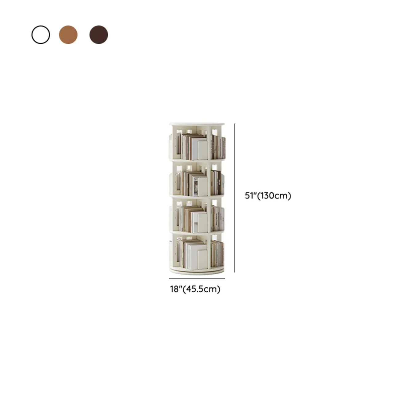 Swivel Rubberwood Vertical Open Back Bookcase with Drawer