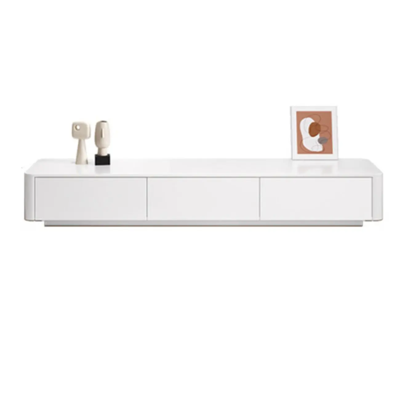 Modern White Wooden Long TV Stand with Drawers