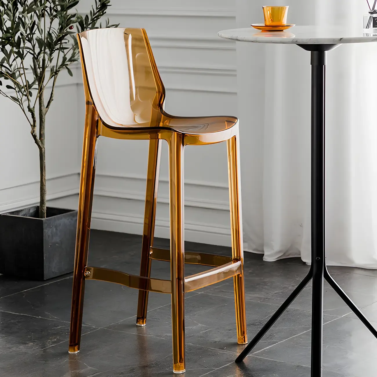 Modern Acrylic Transparent Chic Rectangle Durable Bar Stool