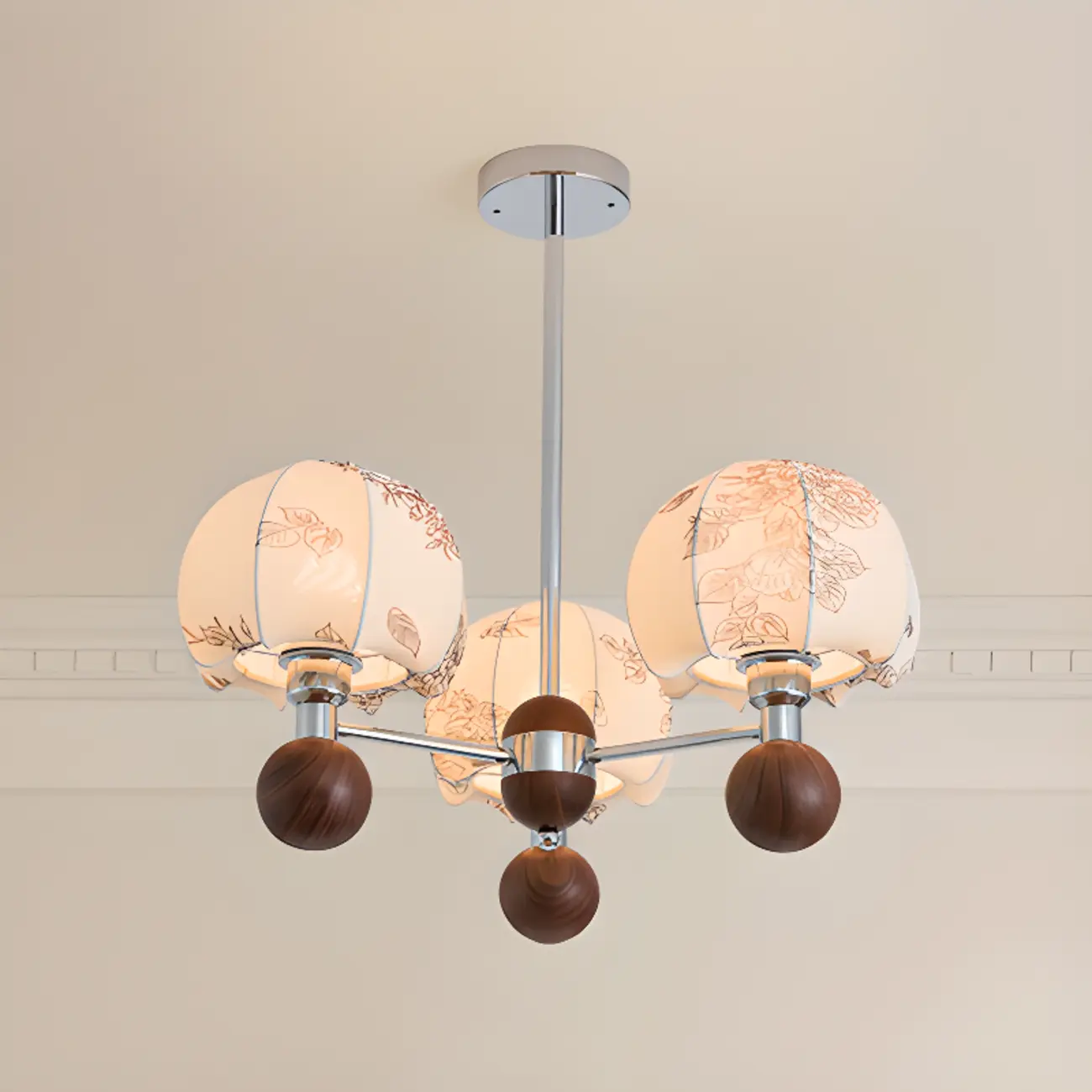 Rustic Beige Flower Fabric Elegant Chandelier