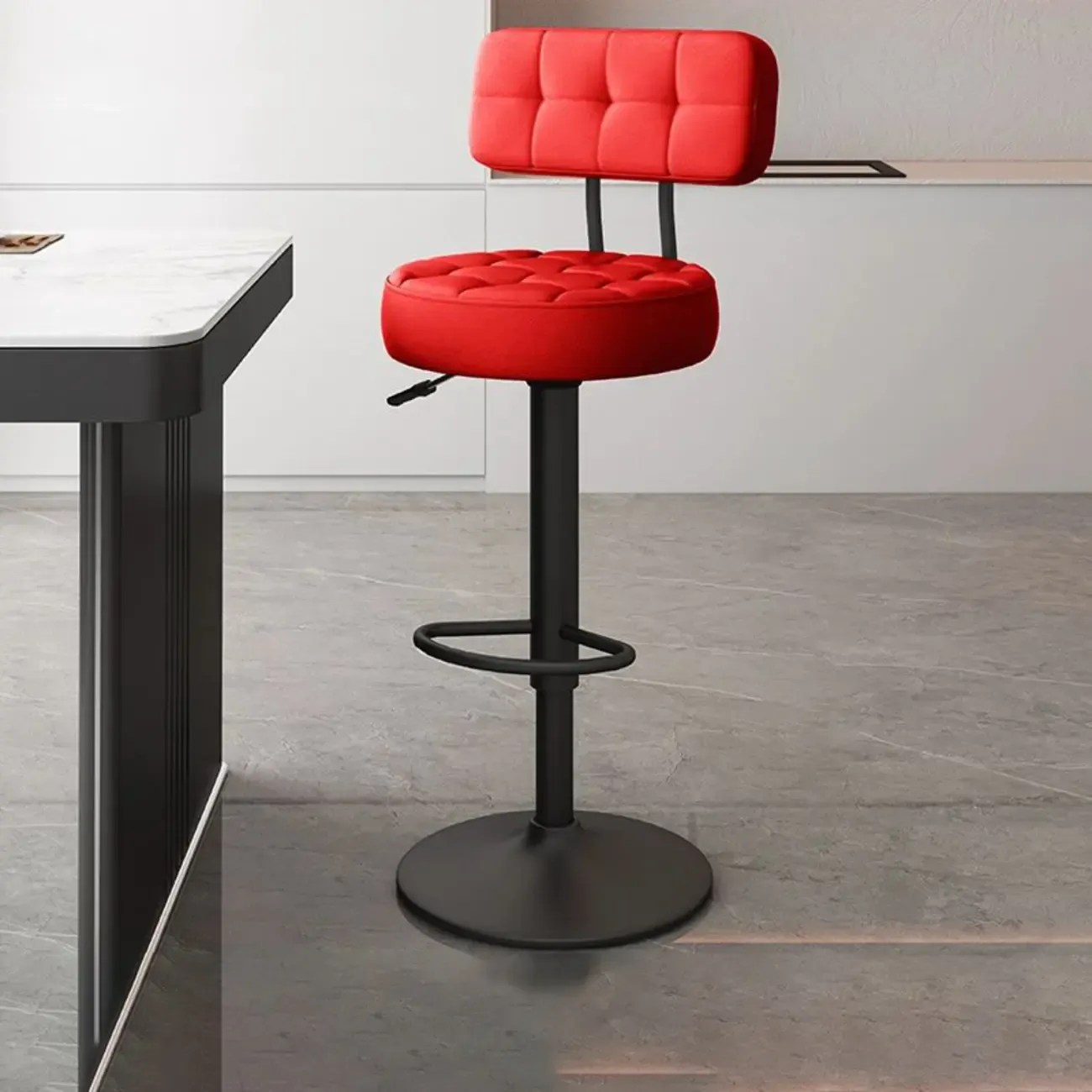 Leather Upholstered Adjustable Swivel Bar Stools