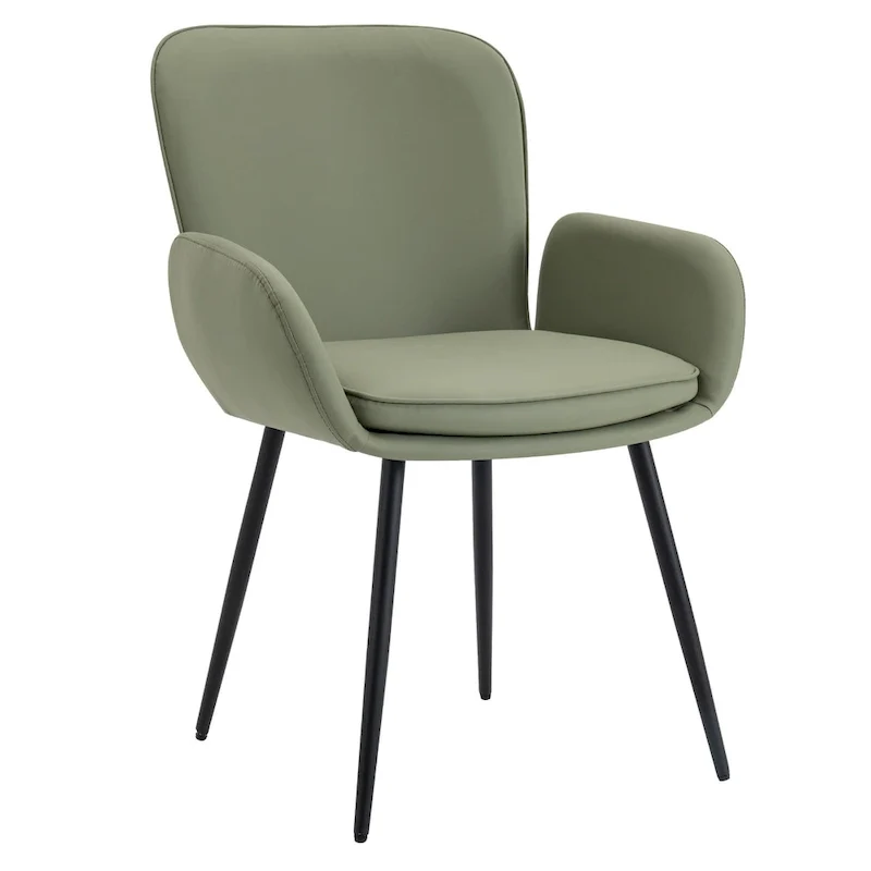 Set of 2 Cat-Scratch Resistant Dining Chairs with Gold Metal Legs