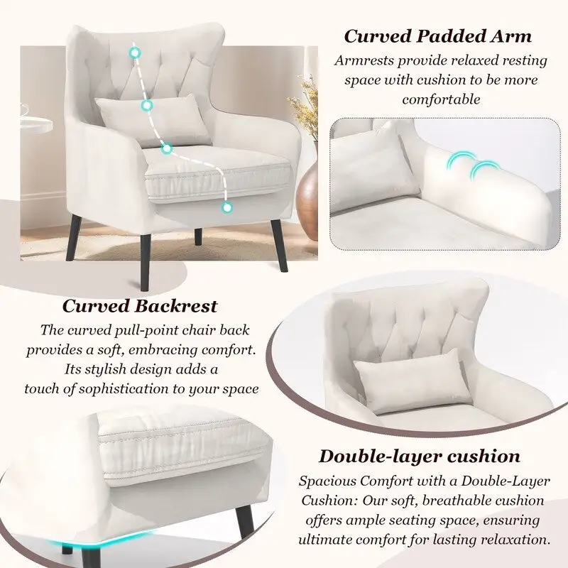 2-Piece Modern Velvet Living Room Couch Set Upholstered