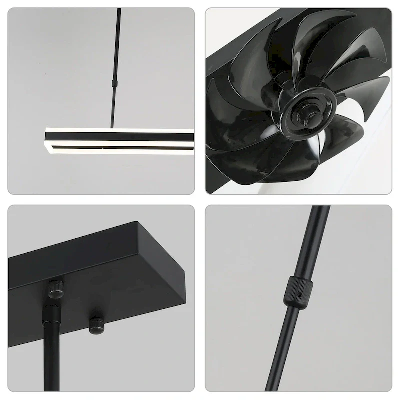 Bella Depot Modern Black Ceiling Fan with Dimmable Light, 6-Speed Reversible Fan with Remote and APP Control - N/A