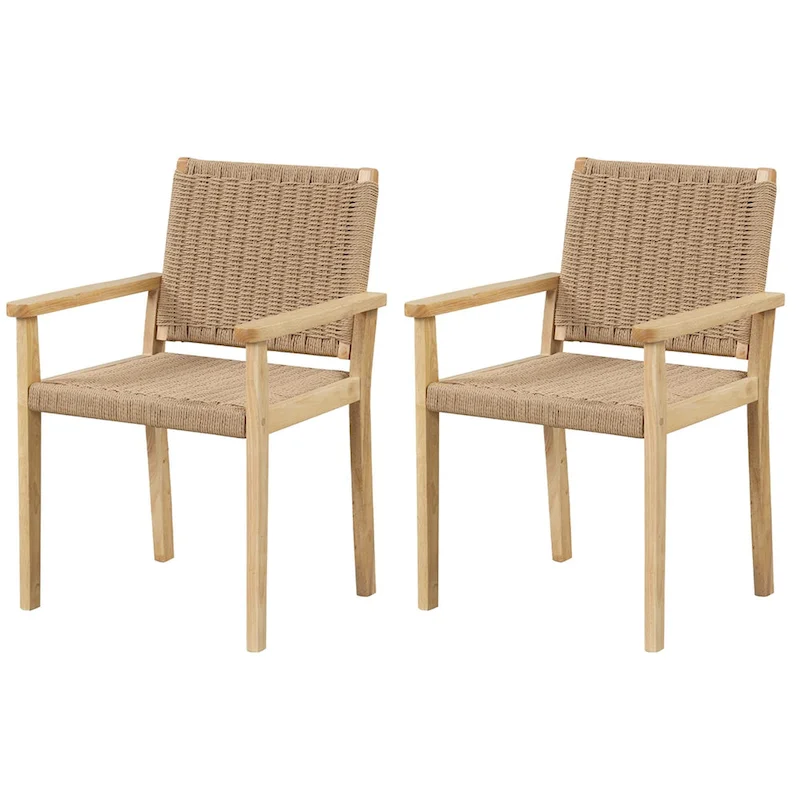 2/4PCS 18 Dining Stool Backless with Wood Frame Woven Paper Seat