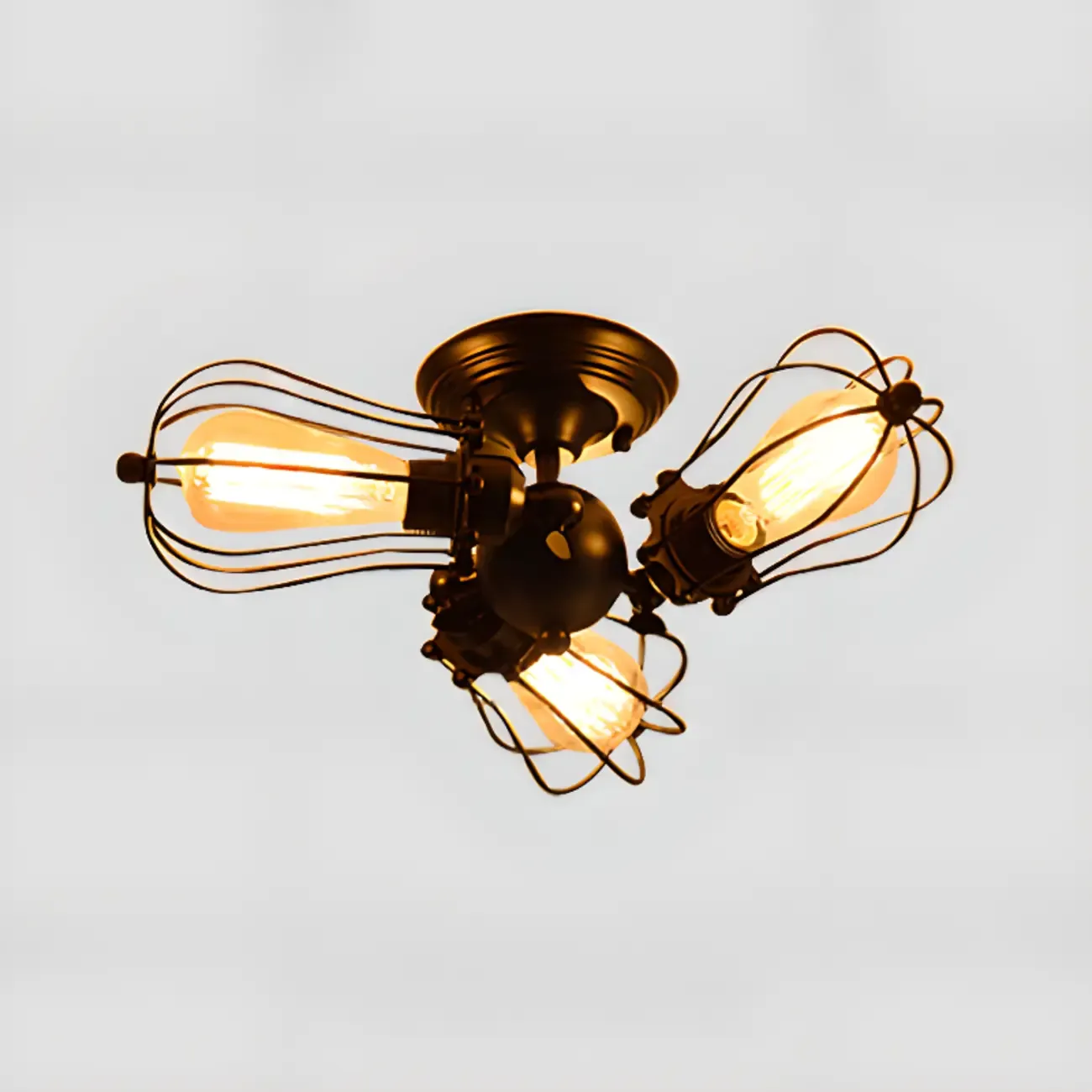 Industrial Black Metal Star Shape Semi Flush Ceiling Light