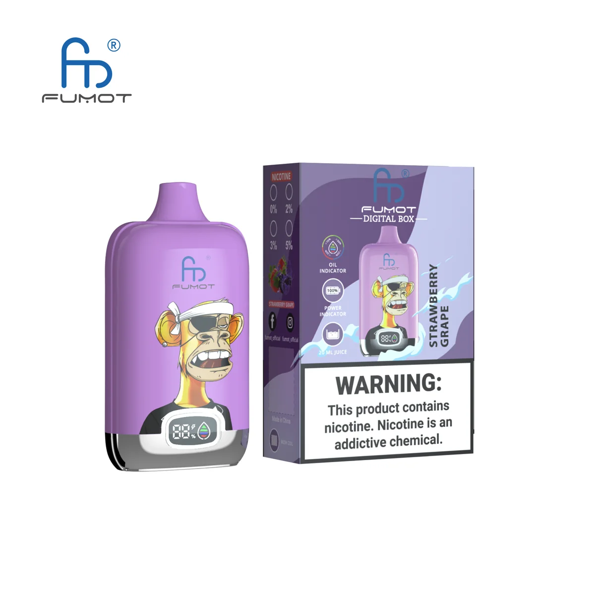 Fumot Digital Box 12000 Strawberry Grape – Einweg-Vape mit Einzelverpackung