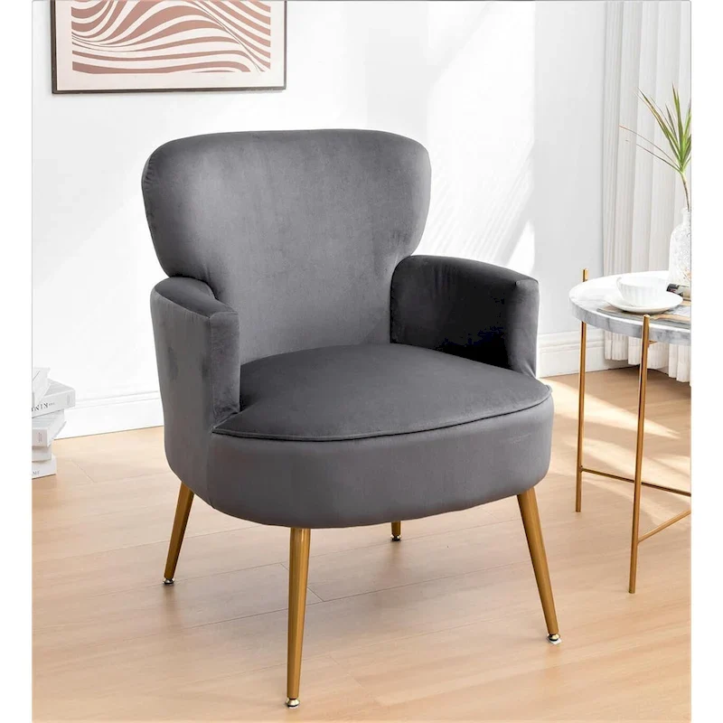 US Pride Furniture Trendy Velvet Accent Chair with Gold Metal Legs Upholstered Armchair