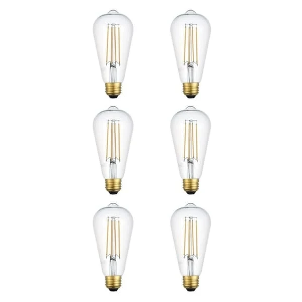 LED 3000K filament 6 watts 600 lumens ST18 light bulb - Clear - N/A