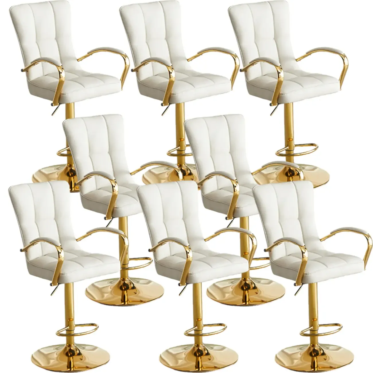 Glam Leather Adjustable Bar Stools with High Back