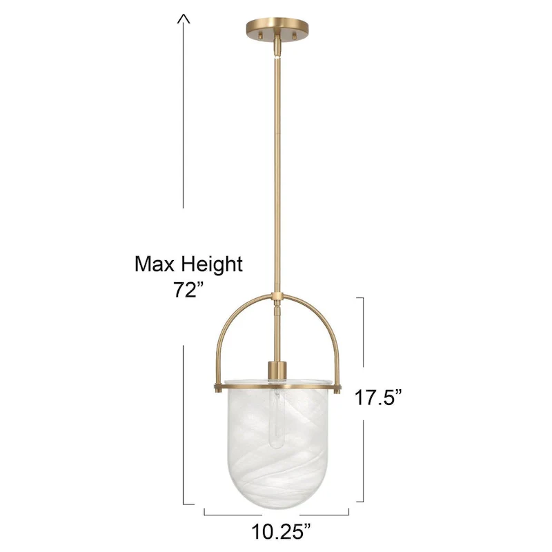 Beatrice Handmade Marbleized Glass and Metal Ceiling Light - 10.1 L x 10.1 W x 17.6 H