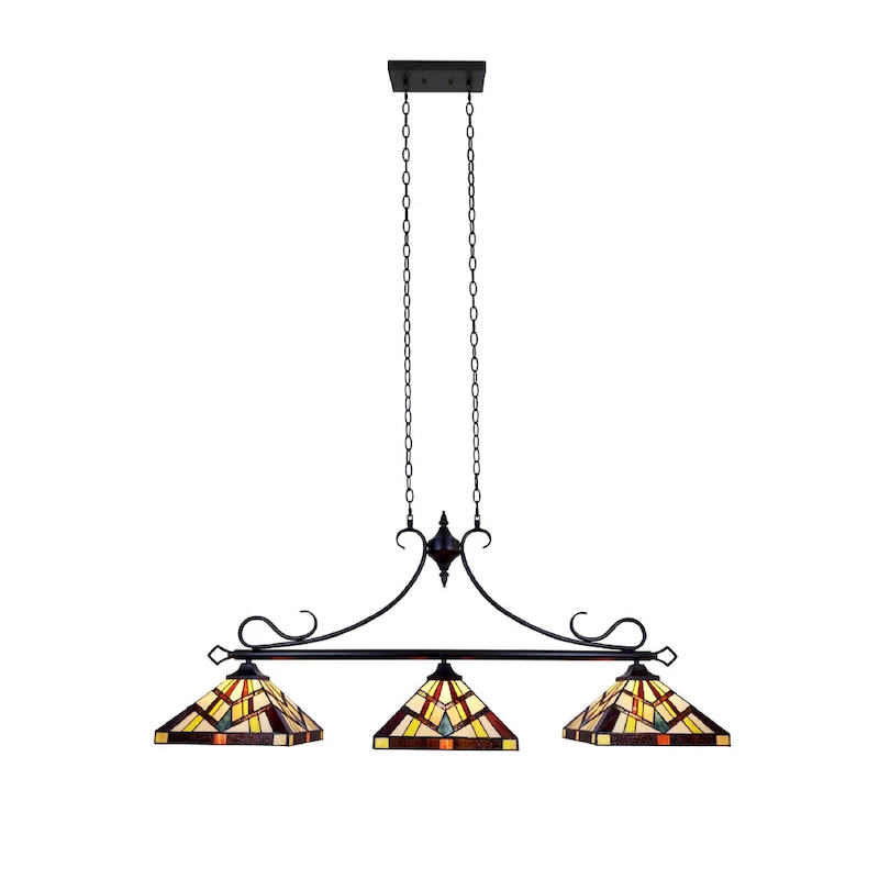 Tiffany Style Mission Design 3-light Linear Island Fixture