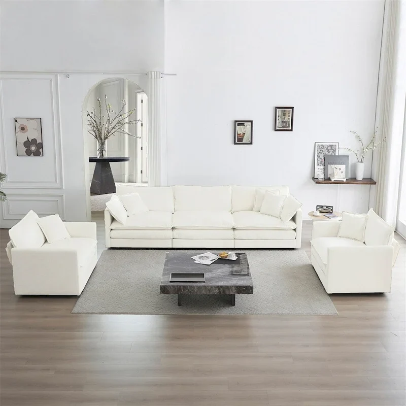 Sofa Set of 3, 1+1+3 Seats Living Room Sofa, Accent Chair, Loveseat