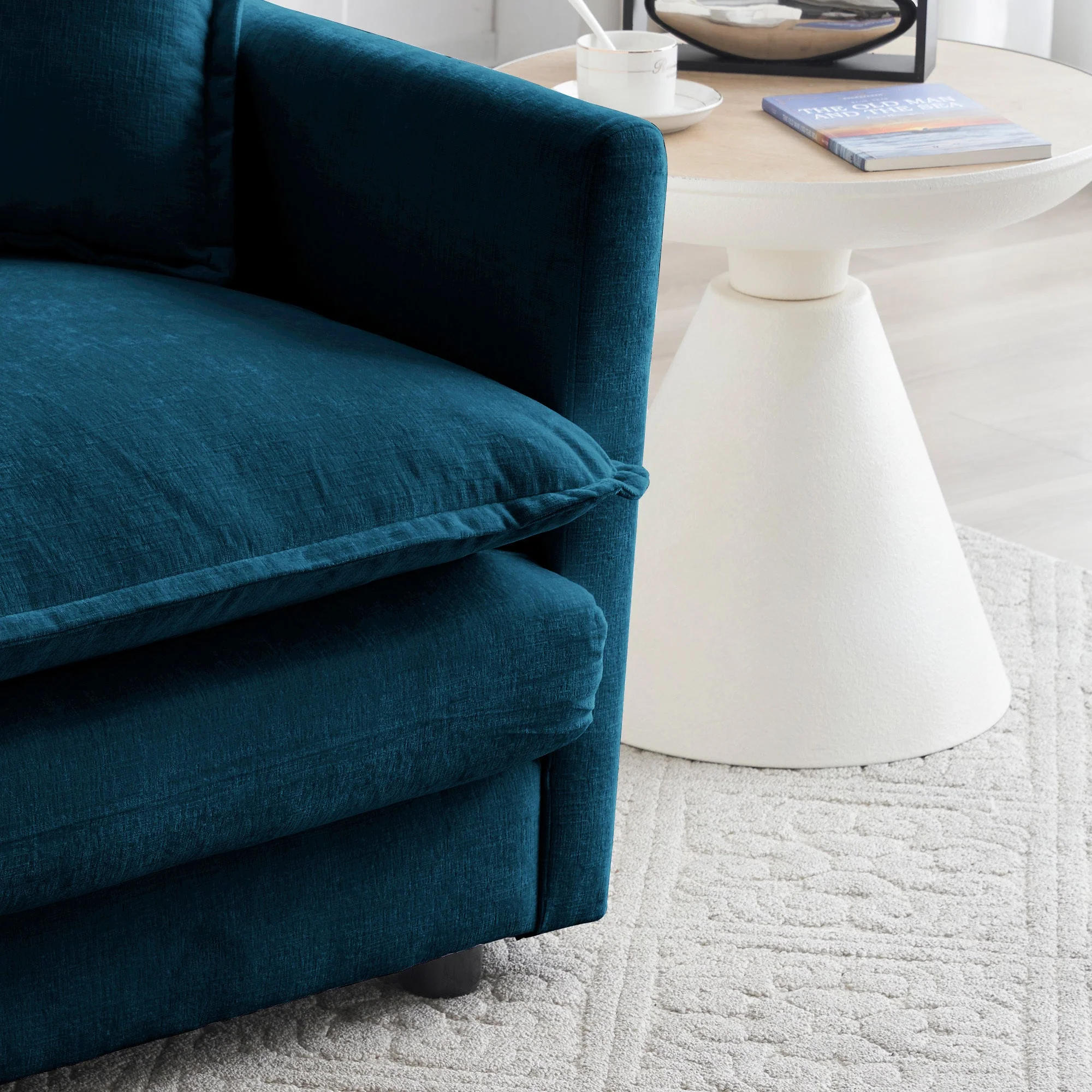 Walker Edison | Modern Chenille Cloud Loveseat Sofa Blue
