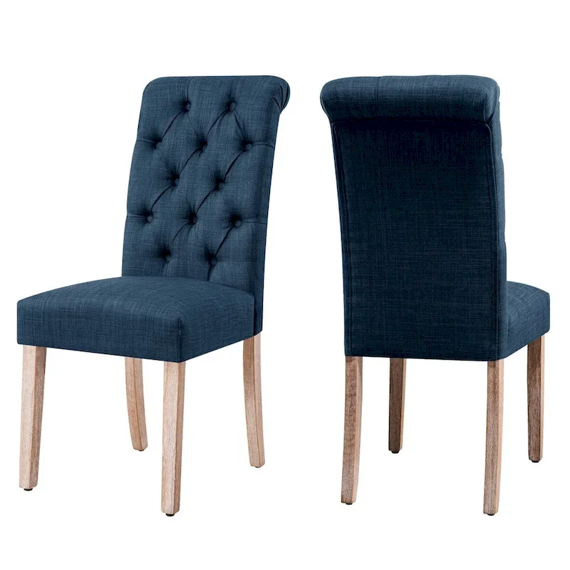 CHUN YI Linen Parsons Modern Button Dining Chair (Set of 2)