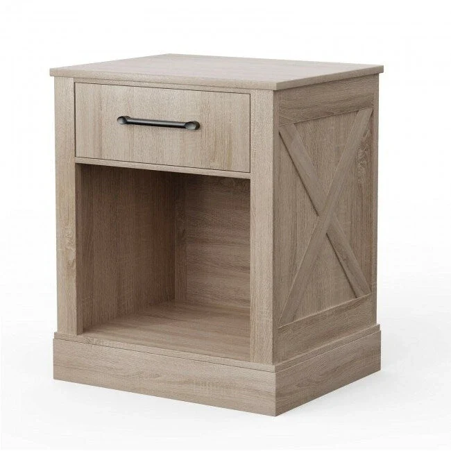 Compact Nightstand with Drawer and Shelf