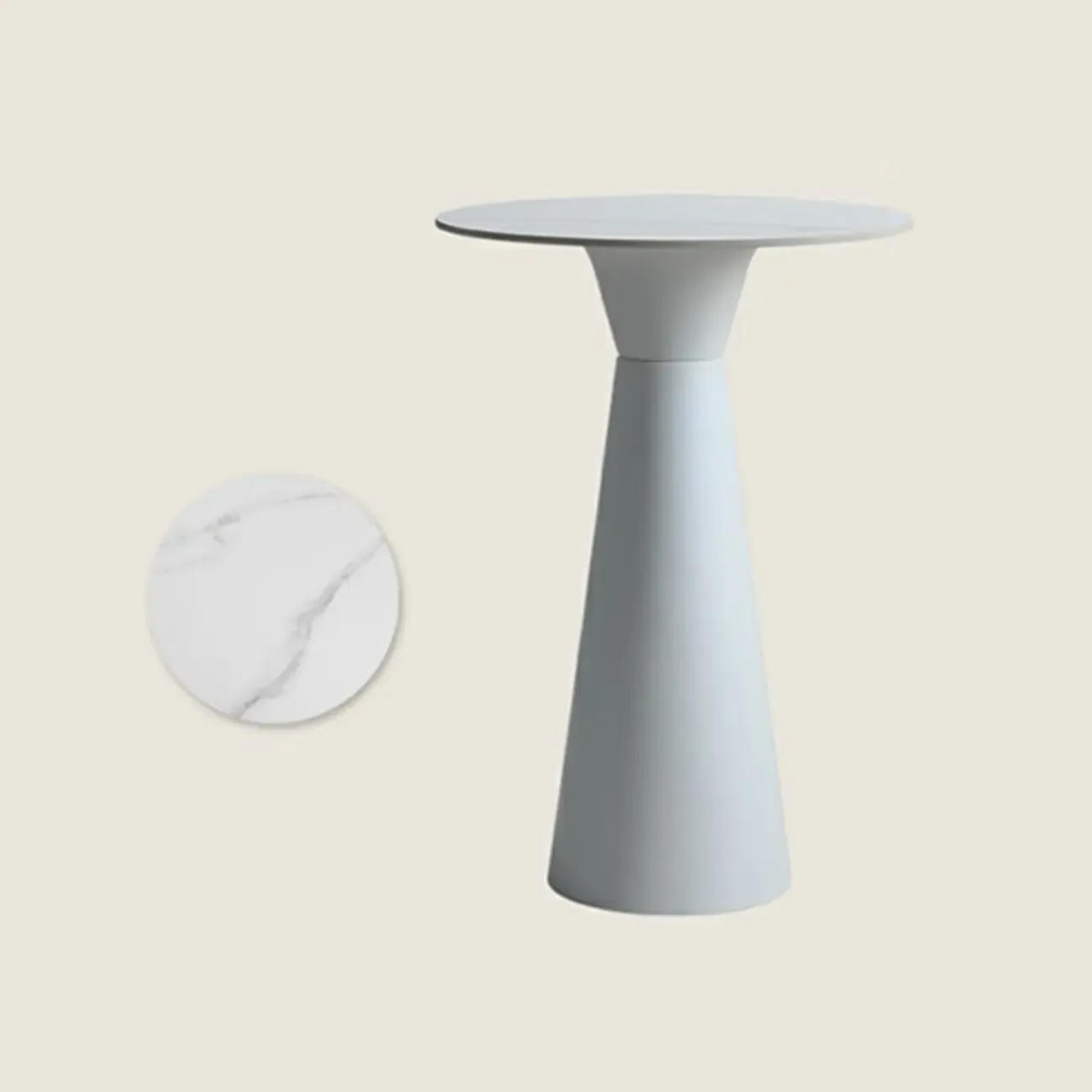 Elegant Pedestal Round White Marble Bar Table