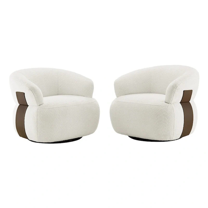 Kieon 33W 360 Swivel Modern Barrel Chair Accent Chair Set of 2