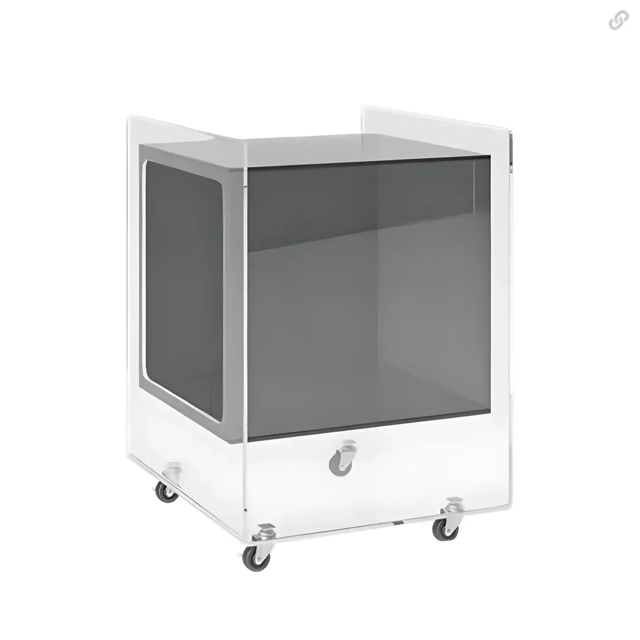 Modish Transparent Acrylic Nightstand with Open Shelf & Wheels