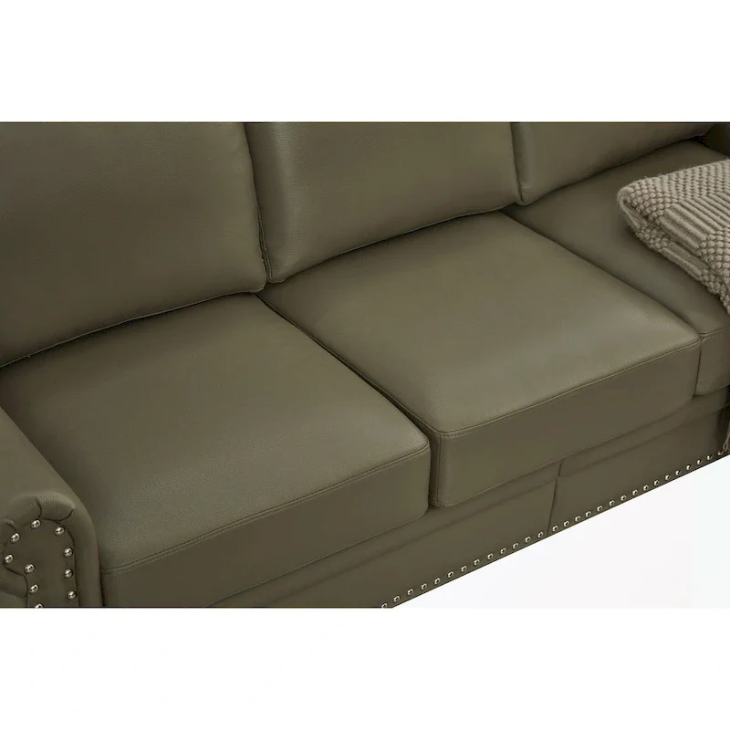 3 Seat Sofa with Rubber wood Legs and Nails finish