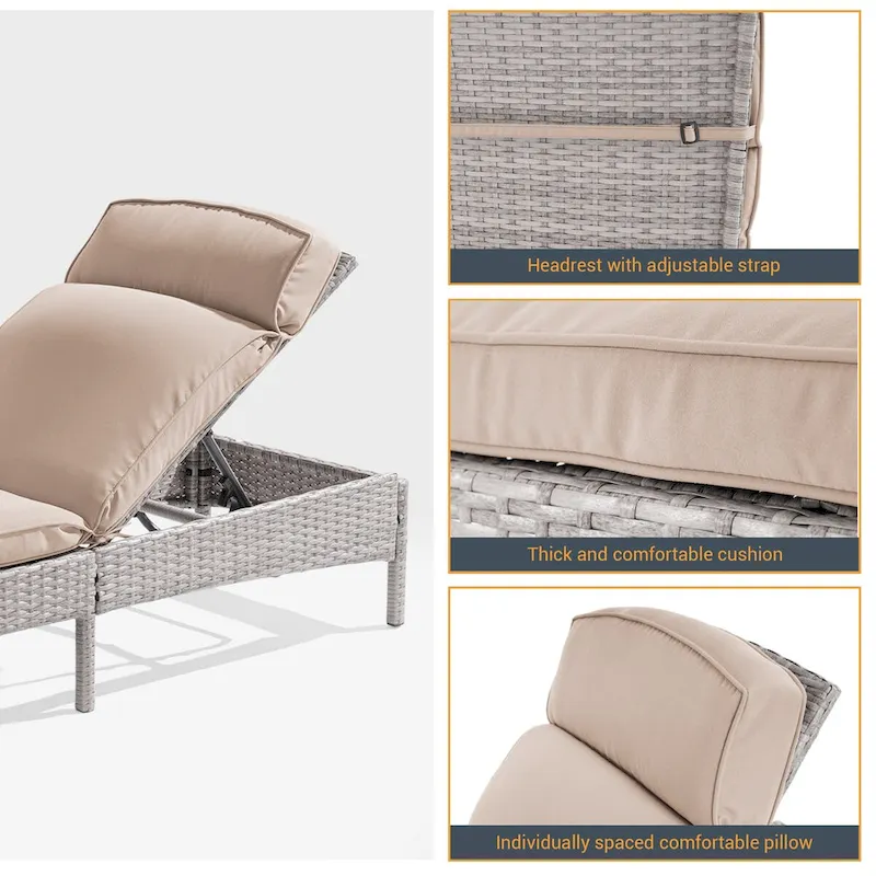 LIVOOSUN Patio Chair Rattan Single Lounge Water-Repellent Cushion