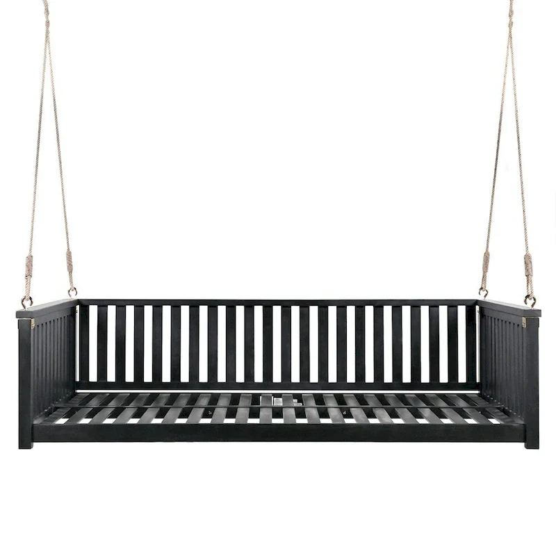 Patio Minimalist Twin Size Garden Swing with Ropes, Safe Sloped Design