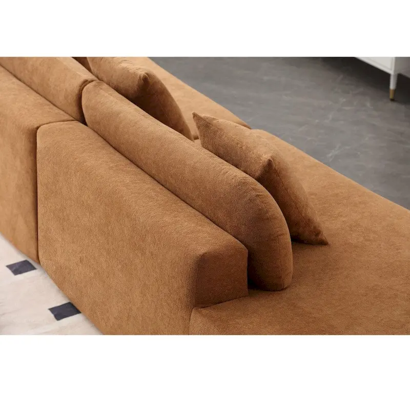 Modern Curved Terrycloth Fabric Combination Sofa No Assembly Required