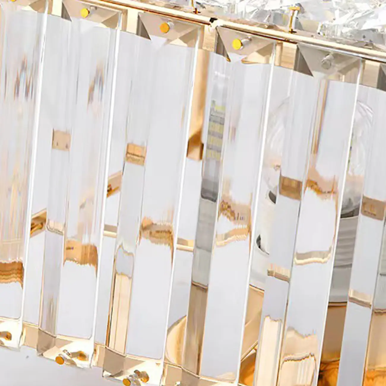 Modern Gold Square Crystal Semi Flush Ceiling Light