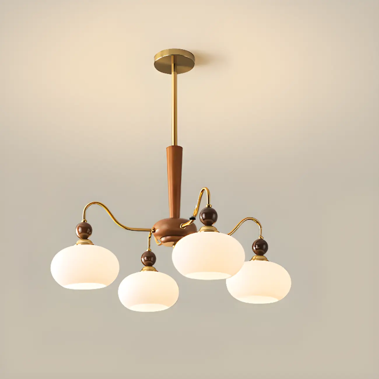 Modern Multi-Light Glass Globe Chandelier with White Shade