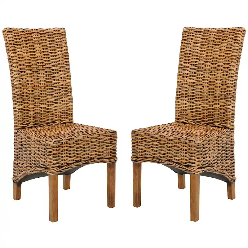 SAFAVIEH Kathi Isla Wicker Brown High Back Dining Chair (Set of 2) - 18.5 x 20.9 x 42.1 - 19Wx21Dx42H