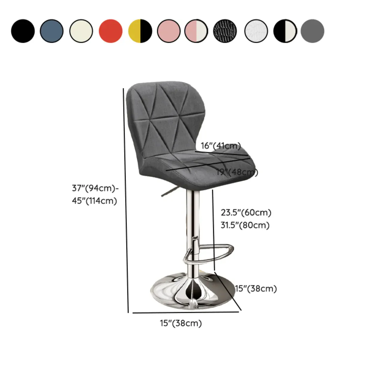 Square Adjustable Swivel Leather Bar Stools with Back