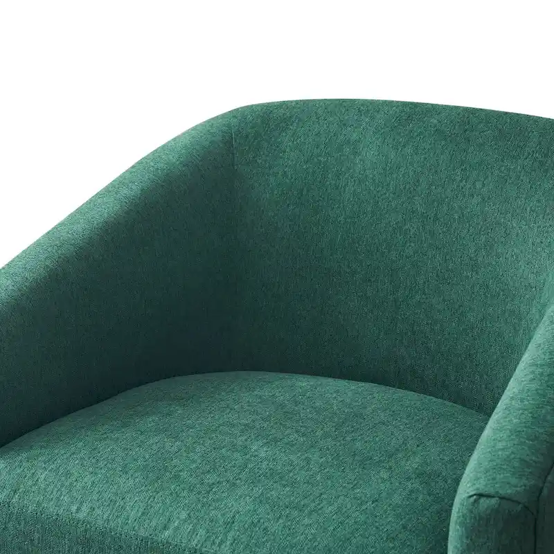 Modern Accent Chair Upholstered Fabric Living Room Swivel Barrel Armchair Wood Frame