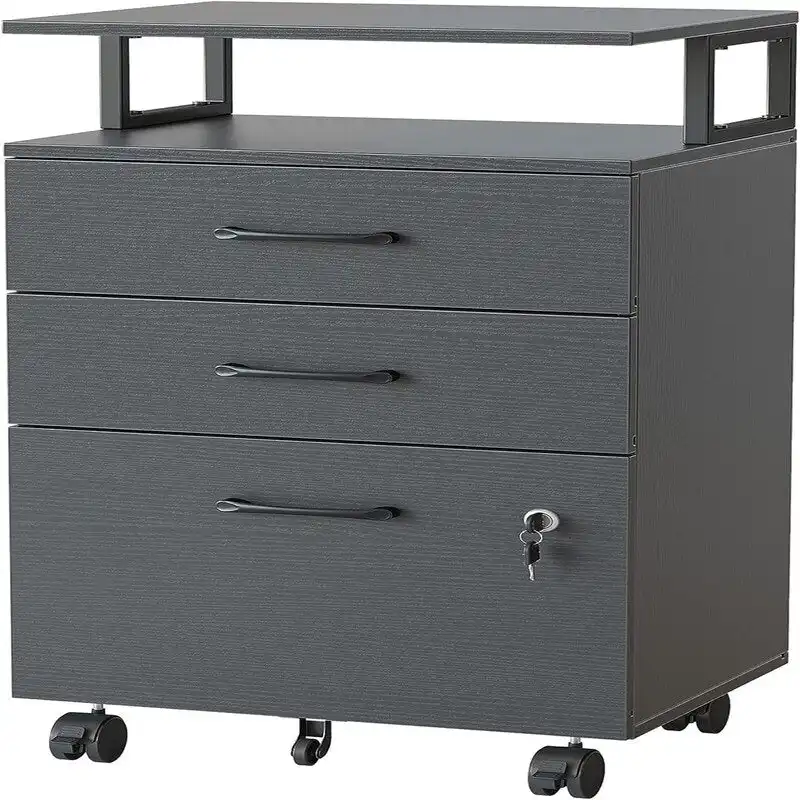 3-Drawer Rolling Filing Cabinet - 6.3D x 30.12W x 21.65H