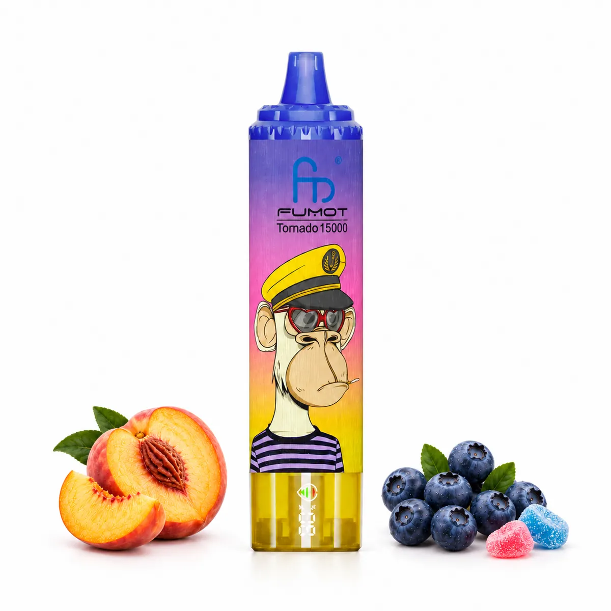 Fumot Tornado 15000 Peach Blueberry Candy – Einweg-Vape, Produktansicht