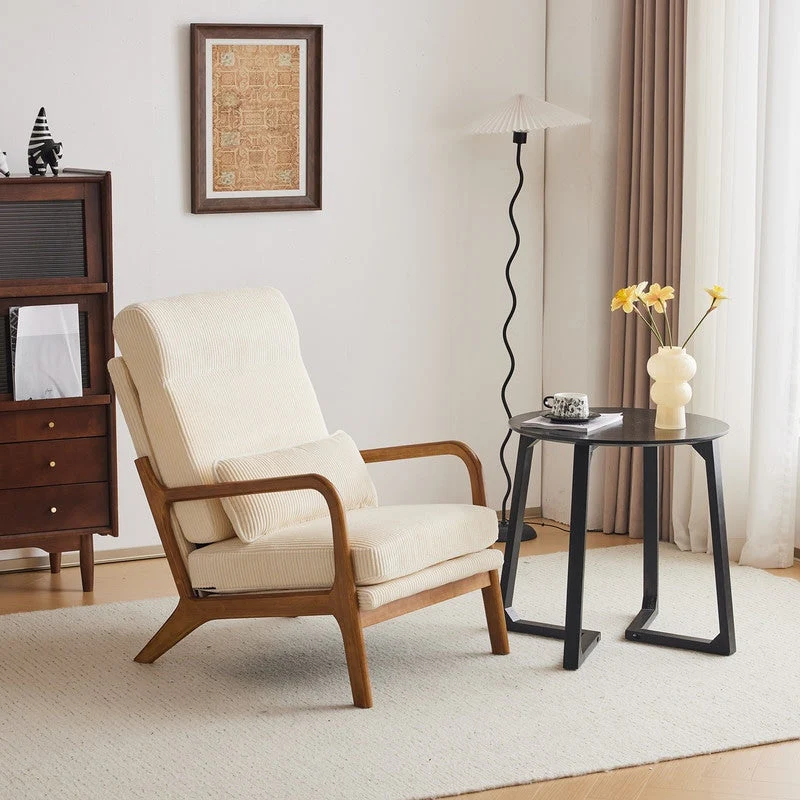 High Back Solid Wood Armrest Backrest Leisure Chair Accent Chair
