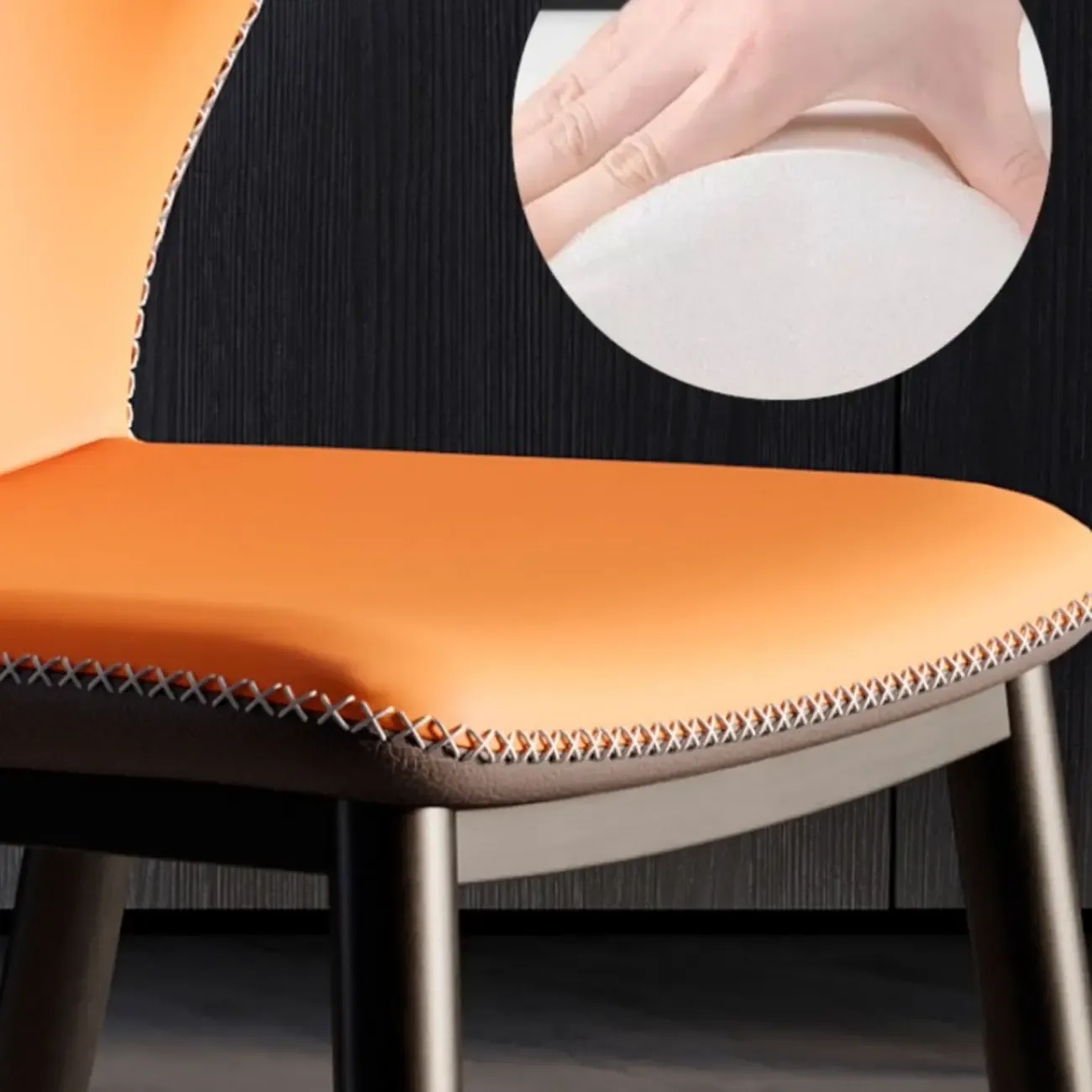 Scandinavian Faux Leather Wingback Dining Chairs