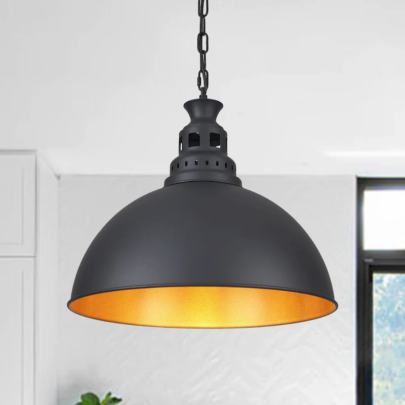 1-Light Industrial Pendant Light with Metal Shade for Bedroom Dining Room Kitchen