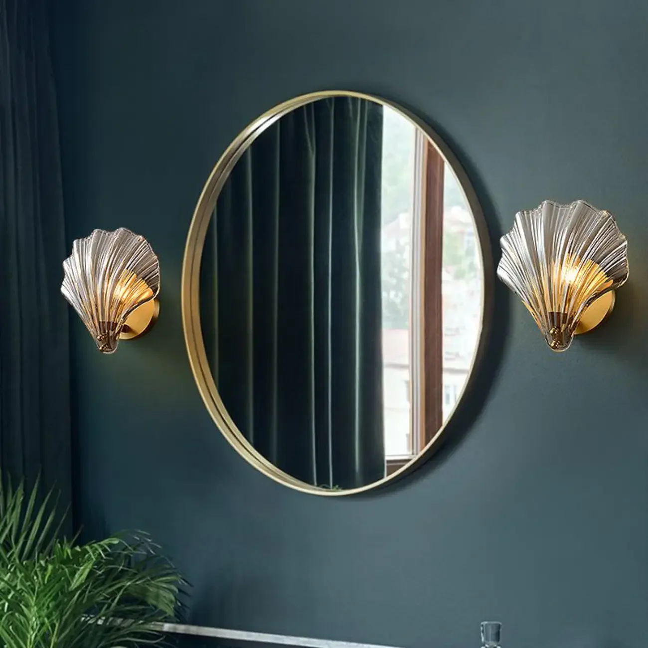 Modern Geometric Metal Vanity Lights with Glass Shell Shade