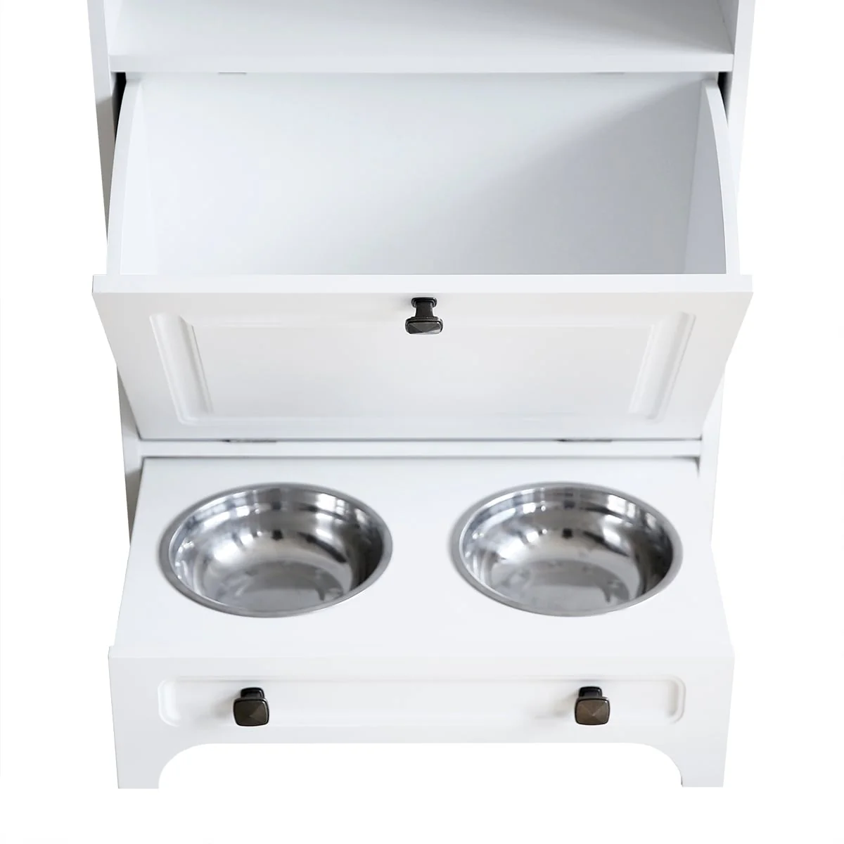 Roomfitters Dog Feeding Station with 2 Elevated Dog Bowls, Tilt Out Pet Feeding Cabinet Station