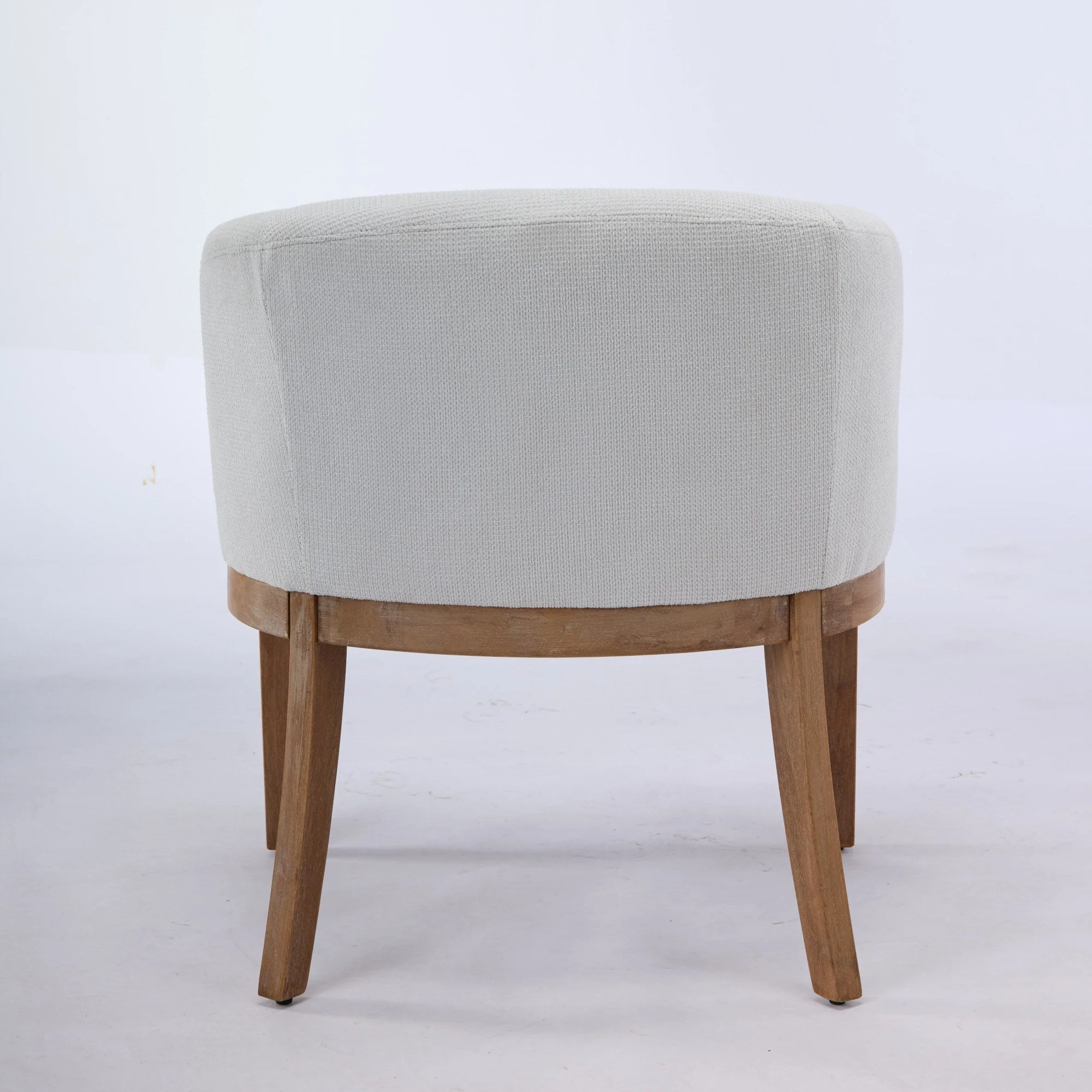 Mid Century Modern Upholstered Linen Barrel Dining Chairs