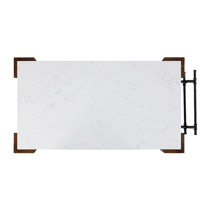 Kitchen Island with 3 Open Shelves in White