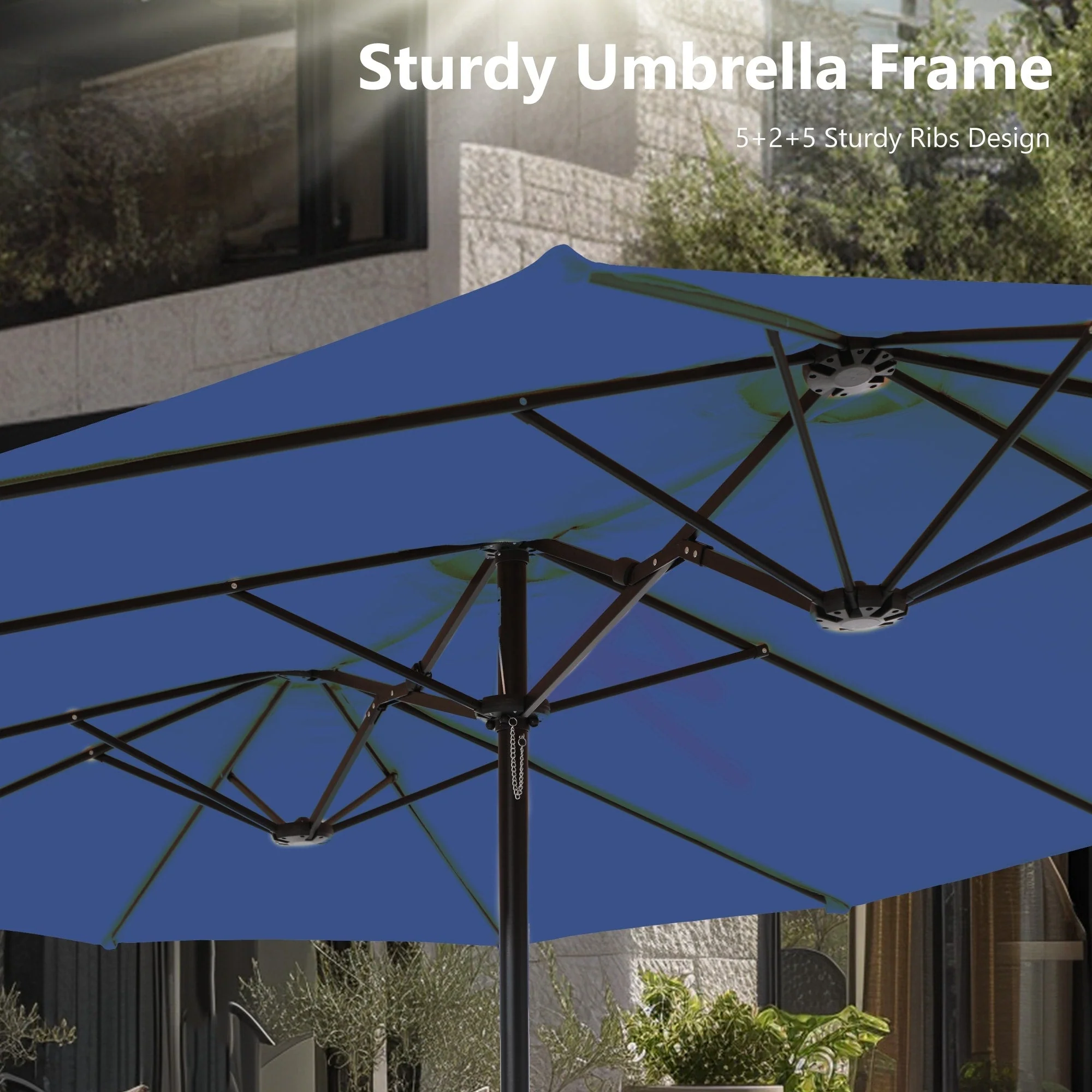 MAISON ARTS 15ft Double-Sided Patio Extra Large Twin Umbrella with Base Included